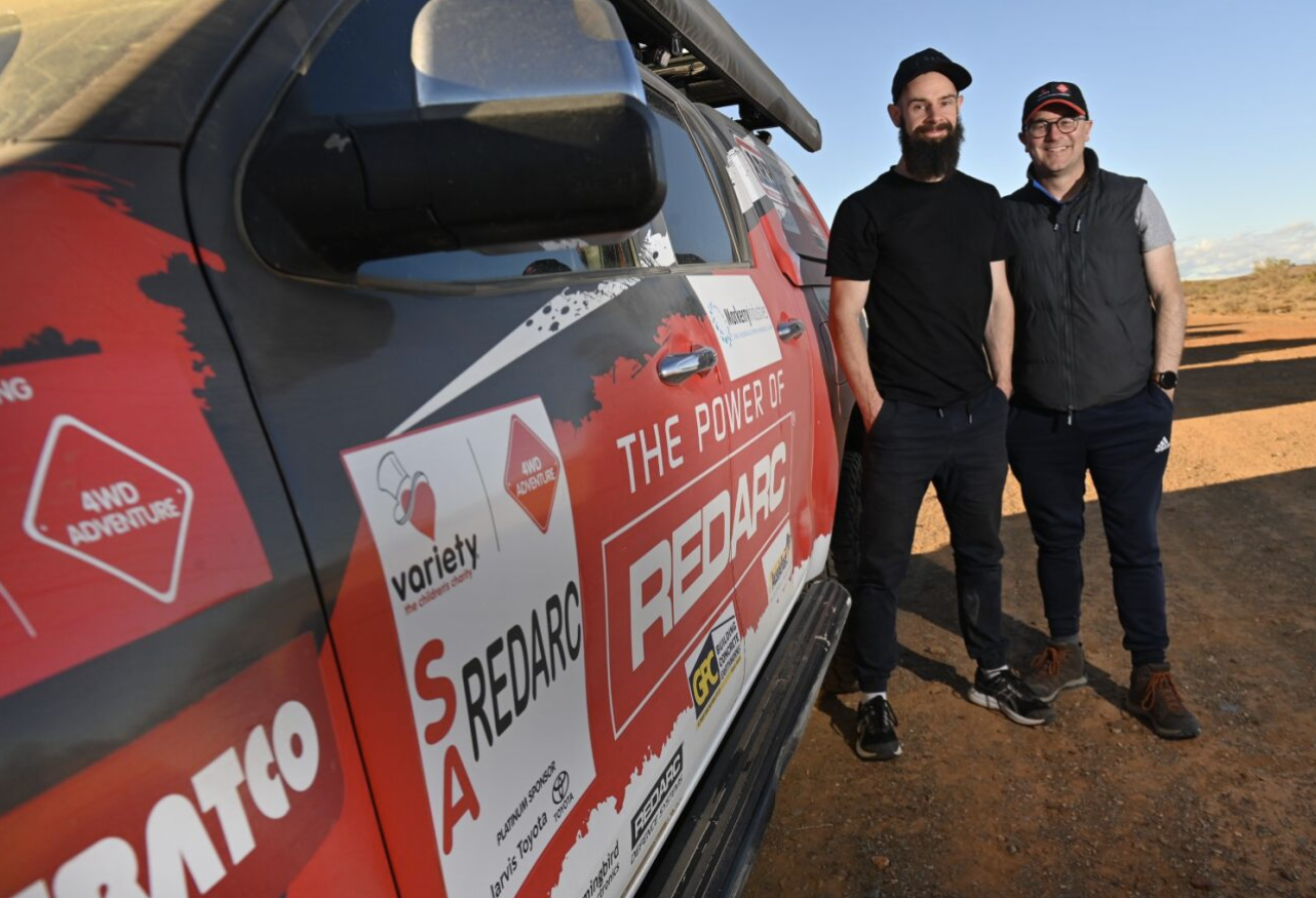 REDARC's Richard Burley and Alex Maguire with the REDARC ute.